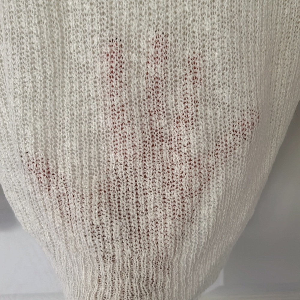Sheer off-white open back sweater. - Picture 3 of 7